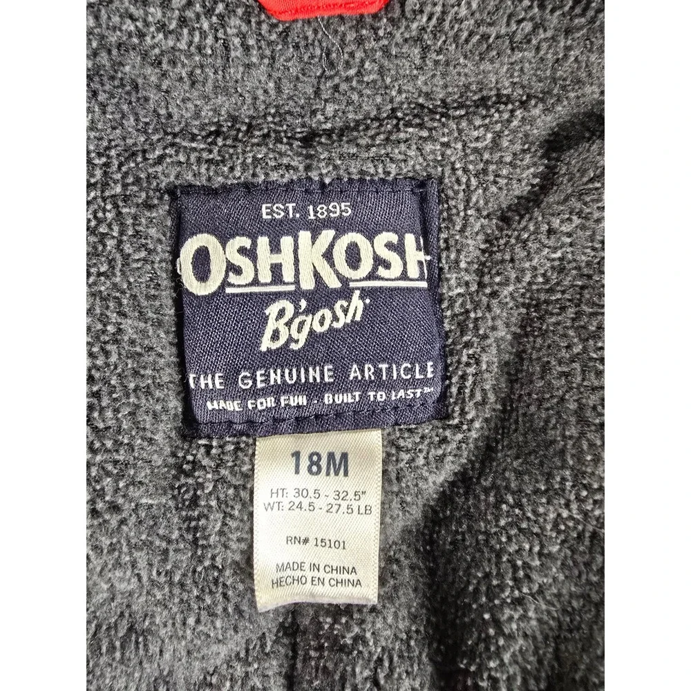 OshKosh B'gosh Toddler Boys Red Navy Colorblock Hooded Winter Puffer Jacket‎ 18M